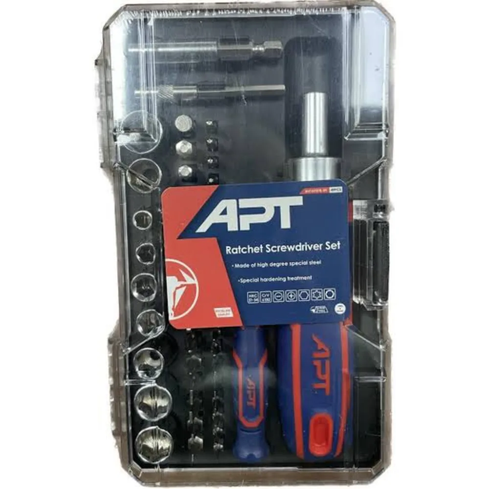 طقم مفك اليكترونى 2 يد 49 قطعة APT