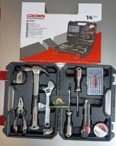 طقم عدد يدوية 14 قطعة شنطة بلاستيك كراون CROWN CPHTS-BXA14